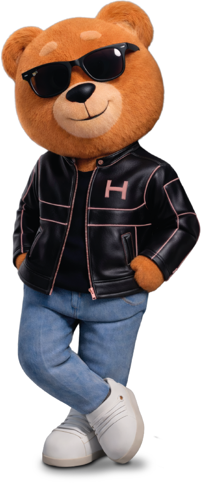 Mascote Housi com óculos escuros
